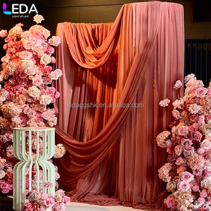 LEDA Modern Customized Size Pink Drapery <b>Curtain</b> Ice <b>Silk</b> Spandex Drapery Wedding Party Event Backdrop - Product Image 2