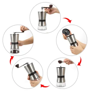 Large Capacity Adjustable Setting Stainless Steel Ceramic Grinding Core Manual Coffee Grinder Easy To Use And Carry