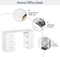 Bureau d'ordinateur de bureau en gros, blanc, intégré, avec tiroirs, pour usage domestique