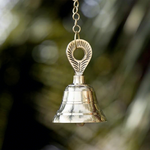 Pure Brass Hanging Bells with Decorative Chain for Pooja Room Vintage Temple Bell Hanging for <b>Mandir</b> Decoration Traditional Home - Product Image 6