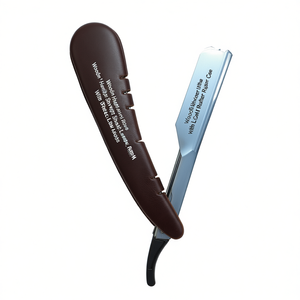 Rasoir manuel à manche en bois pour hommes, rasoir coupe droite avec étui en cuir gratuit - Product Image 1