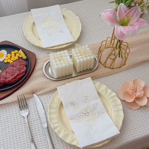 Paper Napkins 330mmx400mm Printed Gold Floral Design Themed Party Disposable Serviettes - Product Image 2