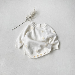 Romper Bayi Rajutan Musim Gugur dan Dingin untuk Anak Perempuan, Sweater Rajut Katun dengan Topi, Pakaian Bayi Manis - Product Image 6