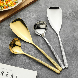 304 Stainless Steel Hammered Serving Spoon <b>Mirror</b> Polished Tableware For Soup And Shared Dishes - Product Image 4