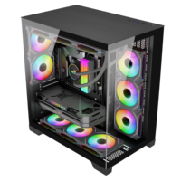 Nuevo Chasis para PC Gaming ATX de Torre Media, Carcasa Negra para Computadora de Escritorio con Malla de Refrigeración por Flujo de Aire