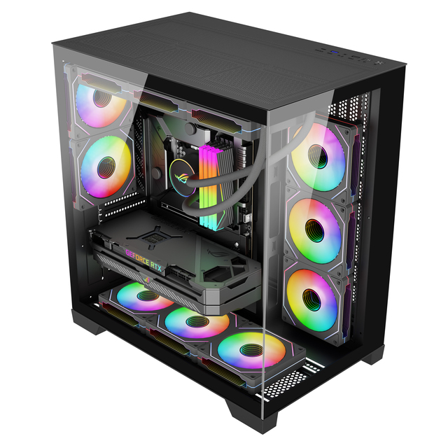 New Arrival Gaming PC Case ATX Mid Tower Computer Chassis Black Desktop Casing Airflow Cooling Mesh