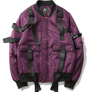 Áo Khoác Bomber Có Dây Đai Cho Nam, Phong Cách Punk Đường Phố Cao Cổ - Product Image 4