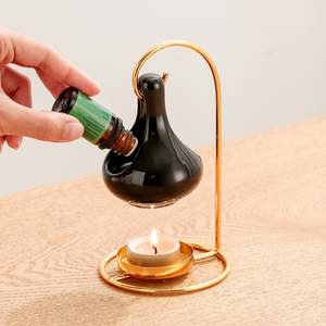 Difusor de aceite de aromaterapia de cerámica colgante de oro romántico, quemador de fragancia, juego de portavelas para decoración del hogar, aceites aromáticos - Product Image 2