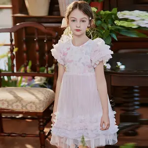 European American Children's Princess Dresses For 6 Years Kid Birthday Party Flower Girl Wedding Gown With Butterfly Wings