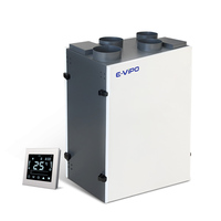 Système de ventilation d'air frais E-VIPO HRV ERV, économie d'énergie, efficacité de 98 %, aluminium blanc, acier, pour salle à manger, école, utilisation murale, VMC double