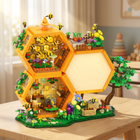 Set de Bloques de Construcción de Casa de Abejas, Modelo de Ladrillo Hexagonal de Panal de Abeja para Jardín con Abejas, Flores y Árbol, Decoración Arquitectónica DIY, Regalo