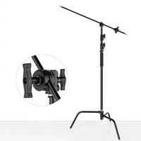 Support de lampe en forme de C à 3 sections en métal noir de 40 pouces, 3,3 m, pour la photographie de films et de télévision, support robuste