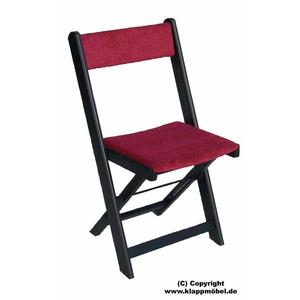 Poltrona imbottita nera lucida, tessuto rosso - Product Image 1