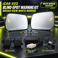 Système d'alerte d'angle mort iCAR V23 avec miroir grand angle blanc, double radar, boîtier de commande spécifique au véhicule, faisceau de câblage et fixation