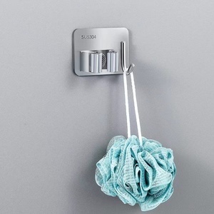 Crochets adhésifs métalliques multi-usages à fixation murale, support simple pour balais et serpillères, organisateur pour salle de bain - Product Image 5