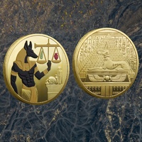 Pièce de Monnaie Métallique 3D Colorée Égypte Ancienne Pharaon Dieu Anubis Jour du Jugement Gravure UV Thème Mythologie Moderne Cadeau Personnalisé YunQi