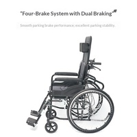 Fauteuil roulant inclinable avec fonction toilette pour personnes âgées, patients alités, usage à domicile, en maison de retraite ou en milieu hospitalier