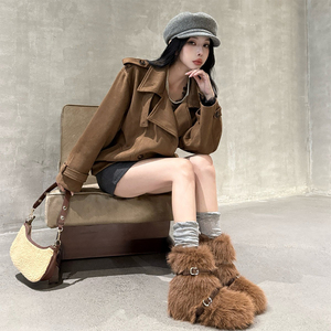 Low Cut Design Damenschuhe Rutsch feste Sohle Soft Fur Winters tiefel - Product Image 5