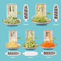 Éminceur à légumes pliable en métal pour cuisine, 5 lames, polyvalent et compact, pour faire des spirales de légumes, des pâtes, des spaghetti, des nouilles