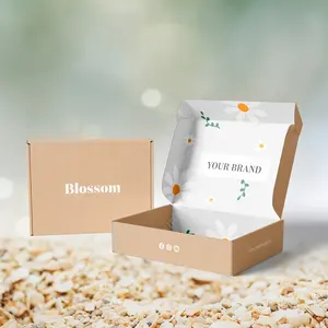 Caixa de papel de embalagem para cuidados com a pele, logotipo personalizado com impressão de flor