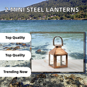 Stainless Steel Mini <b>Lantern</b> <b>Candle</b> <b>Holder</b> Set of 2 Metal <b>Candle</b> Jar Portable Table Decoration for Wedding - Product Image 2