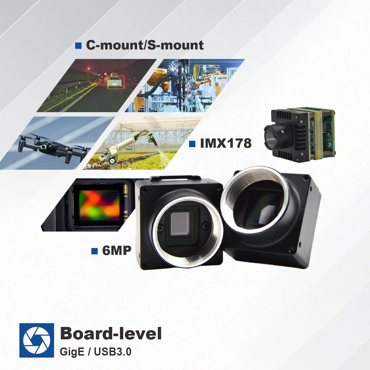 Kamera USB Level C mount papan warna C 60fps IMX178 CMOS 6MP untuk kamera Drone modul inspeksi industri