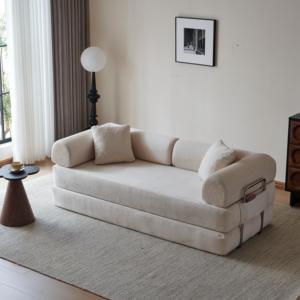 Canapé-lit pliable double usage en tissu intégré, canapé double compressé pour salon, maison d'hôtes, location, fourniture d'usine - Product Image 3