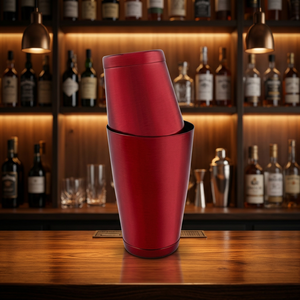 Coctelera Boston de Acero Inoxidable Roja, Juego de Dos Piezas, Base Brillante, 18 y 28 Onzas - Product Image 1
