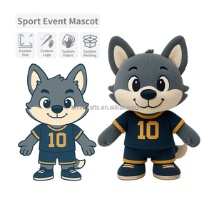 Fabbrica diretta OEM ODM personalizzato mascotte lupo peluche per eventi dello stadio Logo di dimensioni personalizzate tessuto imballaggio lupo squadra produttore di peluche - Product Image 1