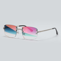 Lunettes de soleil métalliques sans monture, rectangulaires, charnière à ressort, verres miroir, sans cadre, tendance, nouvelle collection 2026, logo personnalisé