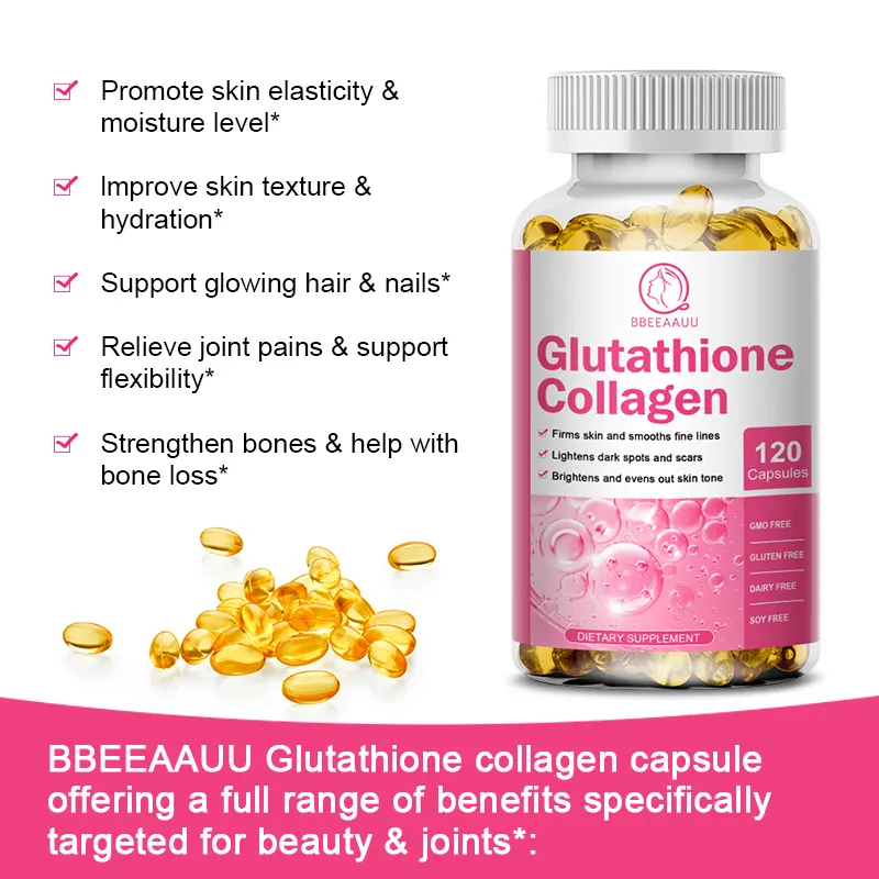 120 buah suplemen diet kapsul Glutathione Collagen untuk tulang dan kulit