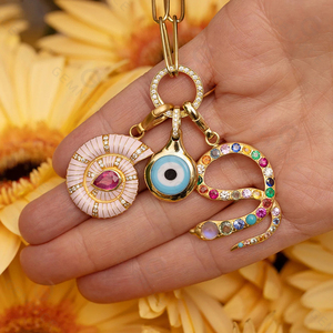 Breloque serpent multicolore Gemnel en argent sterling 925, breloques étoile et fer à cheval, bijou serpent coloré, cadeau - Product Image 3