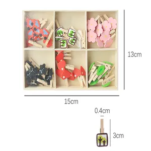 Home 50pcs Heart Clips Small Wooden Clothespin Craft Clips DIY Photo Cards Peg Heart Small Wooden Clips Hemp Rope No Trace Nail