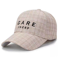 Nouvelle casquette de baseball ajustable en PVC à 6 panneaux pour femme, style coréen, à carreaux brodés, en fibre de polyester, polyvalente, protection solaire, collection Printemps-Été
