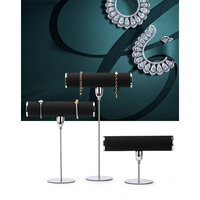 Présentoir à bijoux en métal avec plateaux pour bracelets, joncs et montres - Noir/Gris, design personnalisable pour comptoirs de magasin et usage domestique