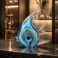 Ornement en verre coloré de style Murano fait main, en forme de poisson-lune et de poisson-ange, pour décoration de table sur le thème de l'océan, cadeau de collection