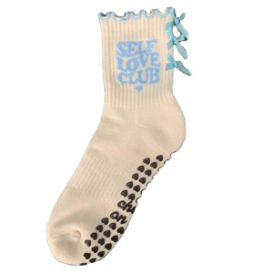 Calzini Sportivi in Cotone Antiscivolo <span class=keywords><strong>con</strong></span> Logo, <span class=keywords><strong>Calze</strong></span> per Yoga e Pilates <span class=keywords><strong>con</strong></span> Grip, <span class=keywords><strong>Fiocco</strong></span> Cucito a Mano Personalizzato - Product Image 4