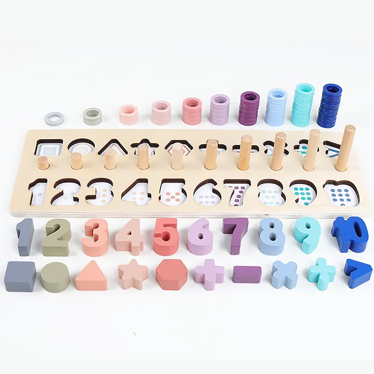 Set mainan anak papan montesori hitung bentuk blok angka aktivitas matematika dengan mainan anak permainan pencocokan dinosaurus memancing