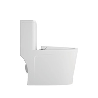 WC monobloc allongé avec abattant à fermeture silencieuse, design moderne, chasse d'eau puissante à jet siphonique, anti-colmatage et surface facile à nettoyer