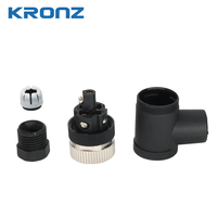 Connecteurs circulaires étanches KRONZ M12 à 3/4/5/8/12 broches, femelles, coudées, code A, IP67, pour capteurs