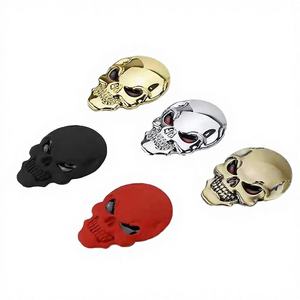 Venta al por mayor, paquete de 2, calcomanía/emblema metálico 3D de calavera, reutilizable 3M, 1 año de garantía para coche, motocicleta, camión - Product Image 2