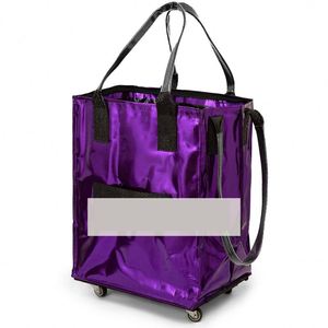 Sac de courses pliable en polyester robuste et surdimensionné avec fermeture éclair, poignée en sangle PP, impression de logo personnalisé pour les promotions de détail - Product Image 1