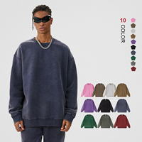 Haute Qualité 360 Grammes Polaire Sweats Impression Personnalisée Logo Unisexe Lavé Streetwear Pull Ras Du Cou Sweats