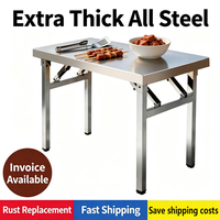 Table de préparation commerciale en acier inoxydable avec armoire et pare-éclaboussures pour restaurants, tables de travail en acier inoxydable, table pliante