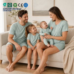 Pigiama in Bambù Rinfrescante OEKO-TEX 220GSM, Traspirante, Casual, Coordinato per Famiglia, Set Ecologico da 2 Pezzi per Donna - Product Image 1
