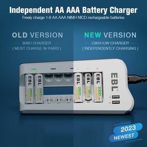 EBL Paquete de 16 Pilas Recargables AA de Ni-MH de 2300 mAh con Cargador de Pilas AA/AAA Recargable y 2 Puertos de Carga USB - Product Image 6