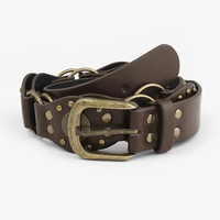 Ceinture de taille polyvalente à texture saisonnière, style ethnique rétro, avec boucle en alliage à rivets, pour femme, décontractée et décorative
