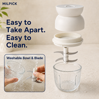 Multifunctionele 500ML glazen kom, snelle mini elektrische keukenhulp voor kruiden, babyvoeding, vlees, fruit en voedsel.