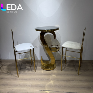 Table de banquet ronde en verre miroir pour hôtel de luxe LEDA, table à gâteau en acier inoxydable doré pour mariage - Product Image 6