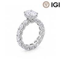 Bague de luxe RINNTIN LBR23 en or massif avec diamant de laboratoire certifié IGI taille ovale, sertie sur toute la surface, bijou étincelant pour femme